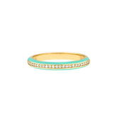 14K Yellow Gold Turquoise Enamel And Diamond Ring